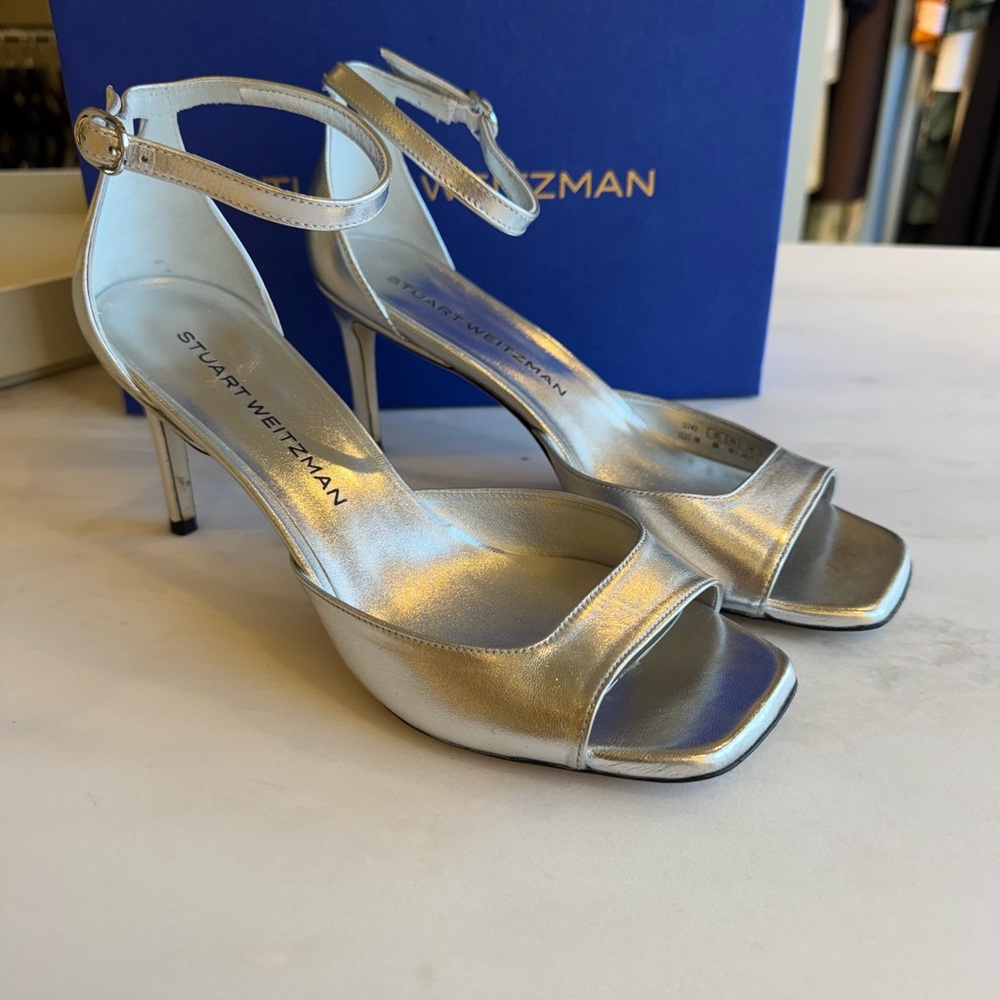Stuart Weitzman Metallic Silver Heels